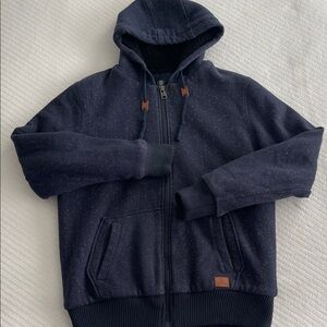 Buffalo David Bitton Navy Sherpa Lined Full Zipper Hooded Jacket Men’s L